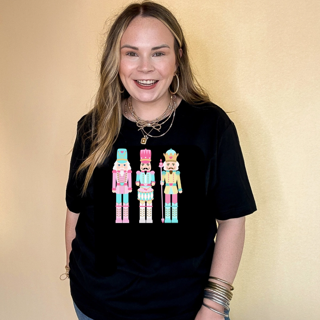 Online Exclusive | Pastel Nutcrackers Graphic Tee in Multiple Color Options Breathable Cotton Fabric