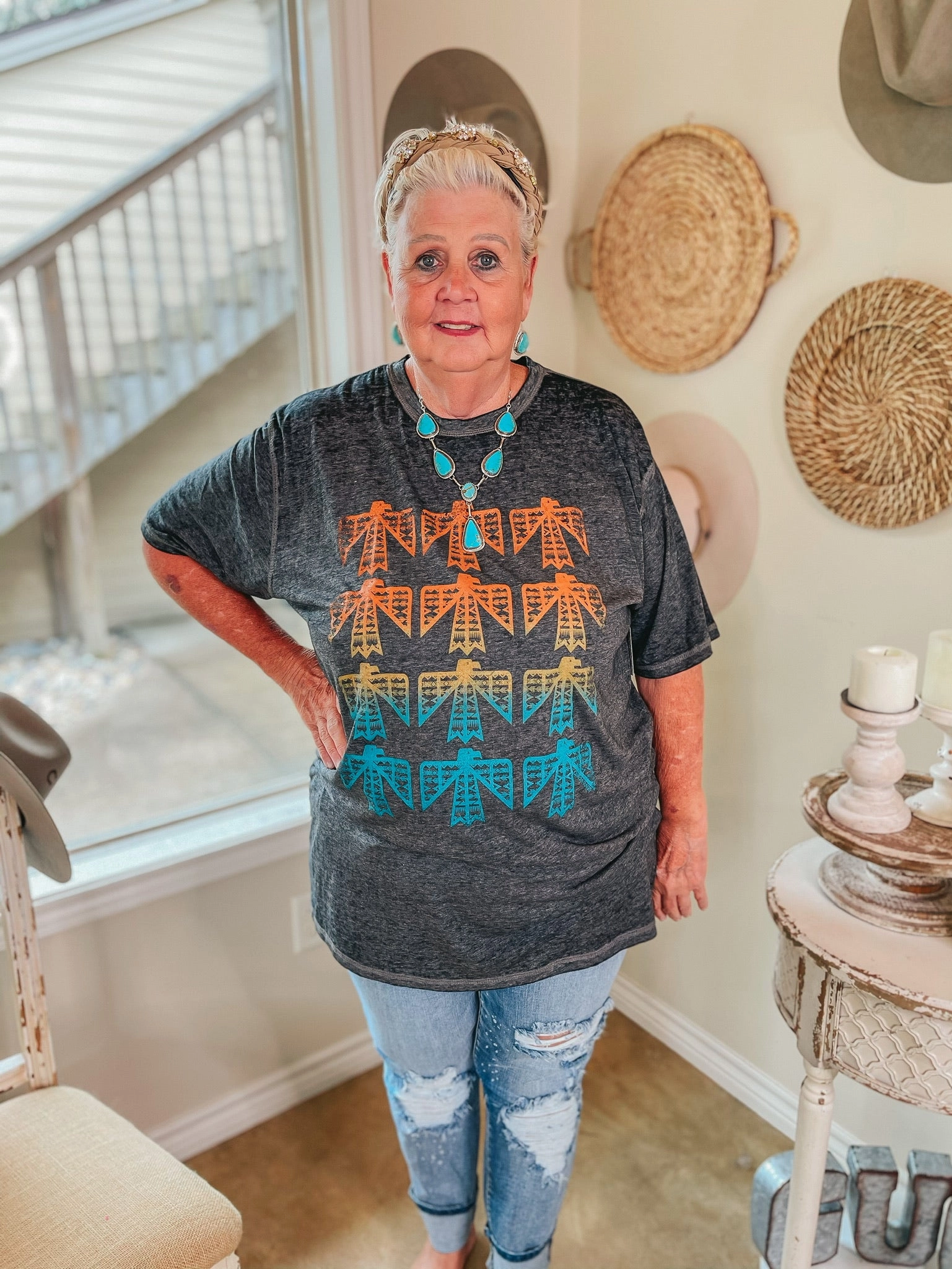 The Winnebago Thunderbird Wave Short Sleeve Graphic Tee in Charcoal Grey PressureRelief Seams Spark Soul