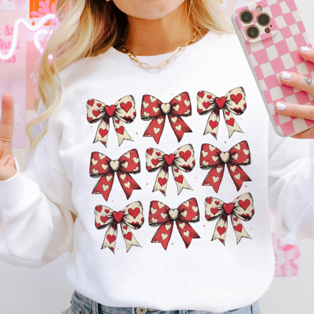 Online Exclusive | On Cloud 9 Assortment of Bows with Hearts Graphic Sweatshirt in White Animal print wildness