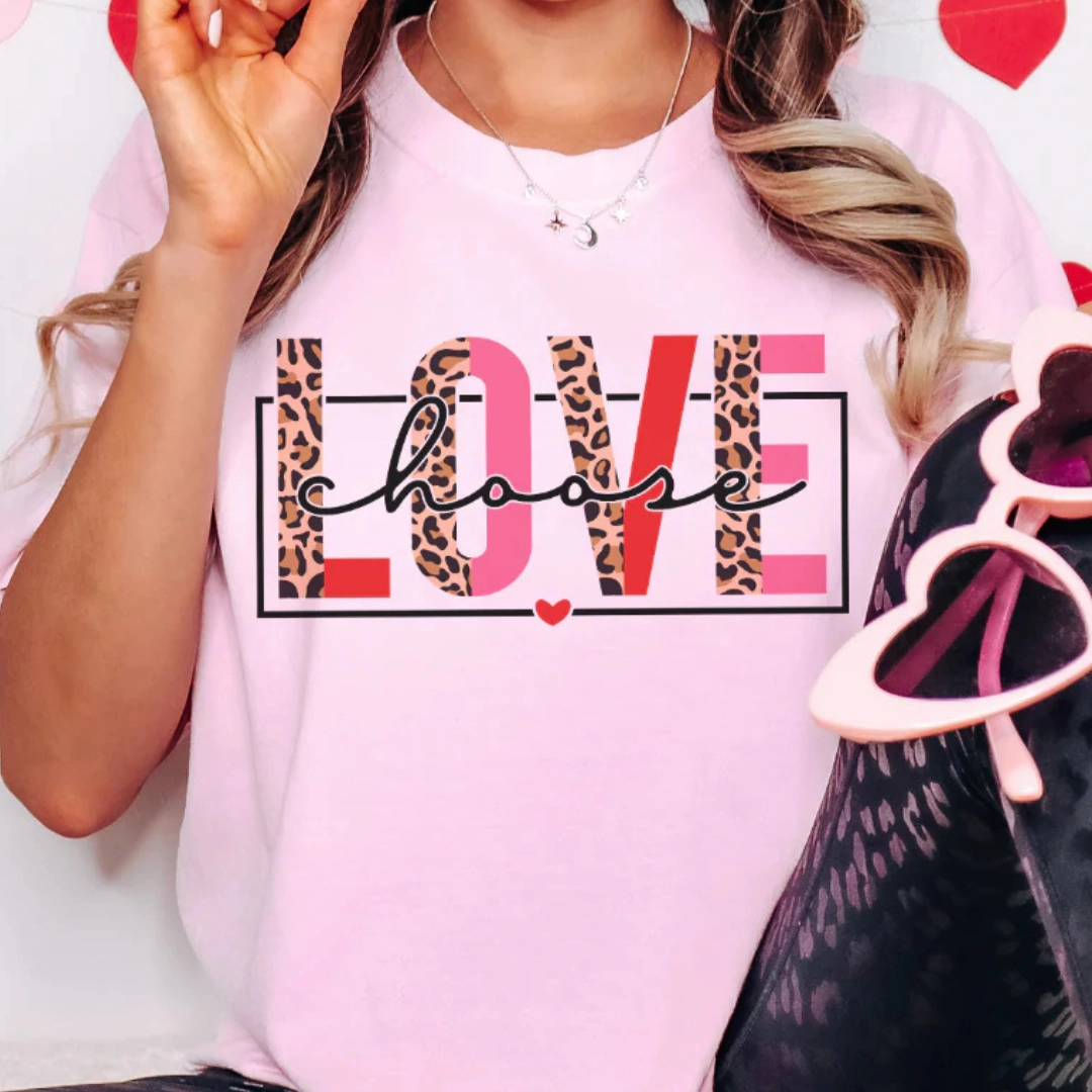 Effortless Look suitable for all genders Online Exclusive | Choose Love Cheetah and Color Block Graphic Tee in Pink