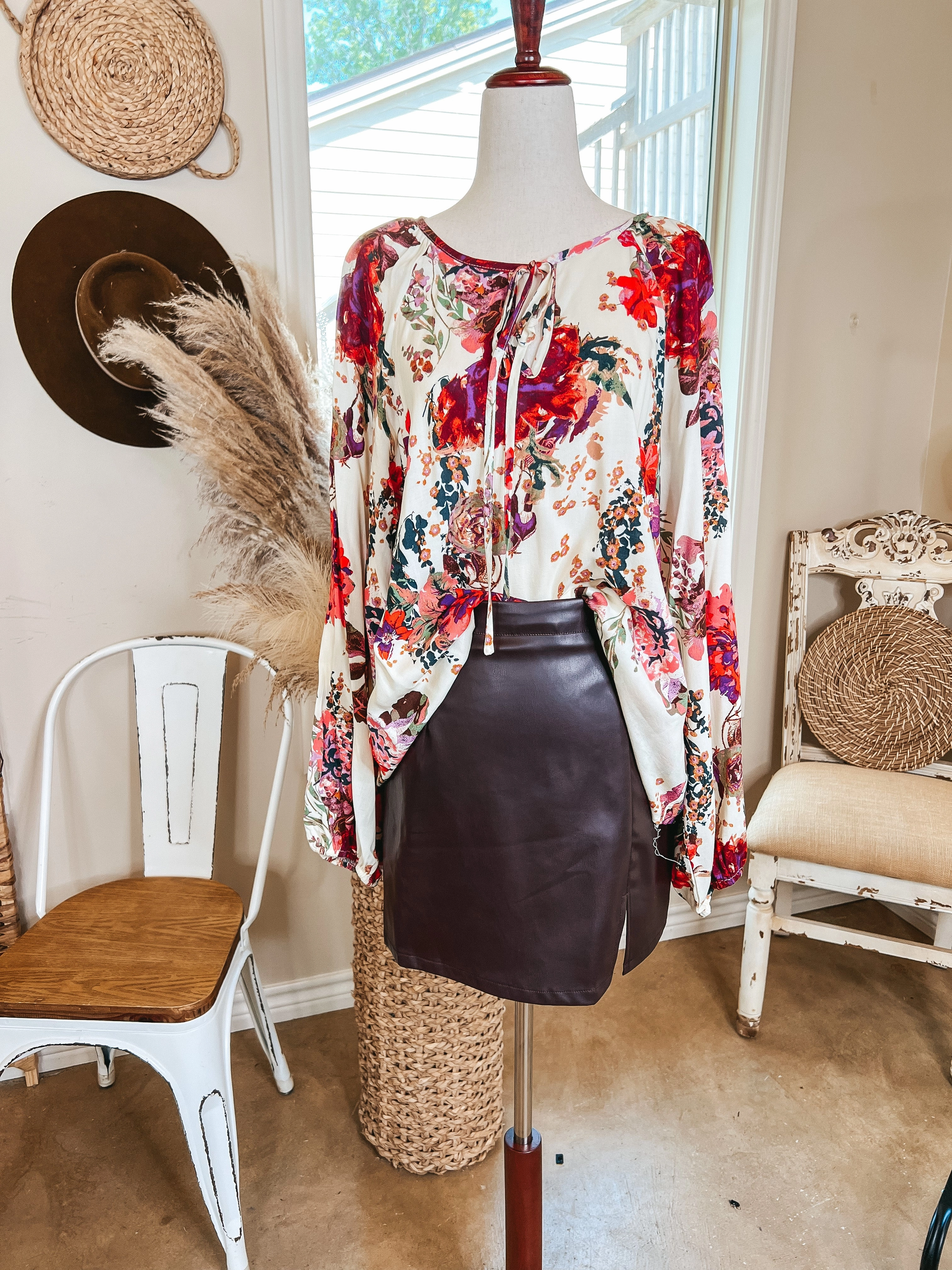 All the Buzz Faux Leather Side Slit Mini Skirt in Chocolate Brown Sporty Design