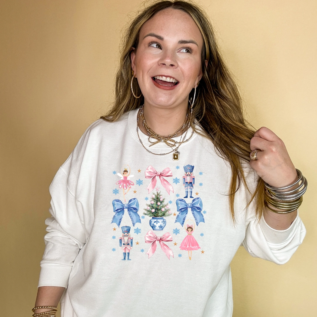 Classic Chic Online Exclusive | Coquette Bow, Ballerina and Nutcracker Graphic Sweatshirt in Multiple Color Options