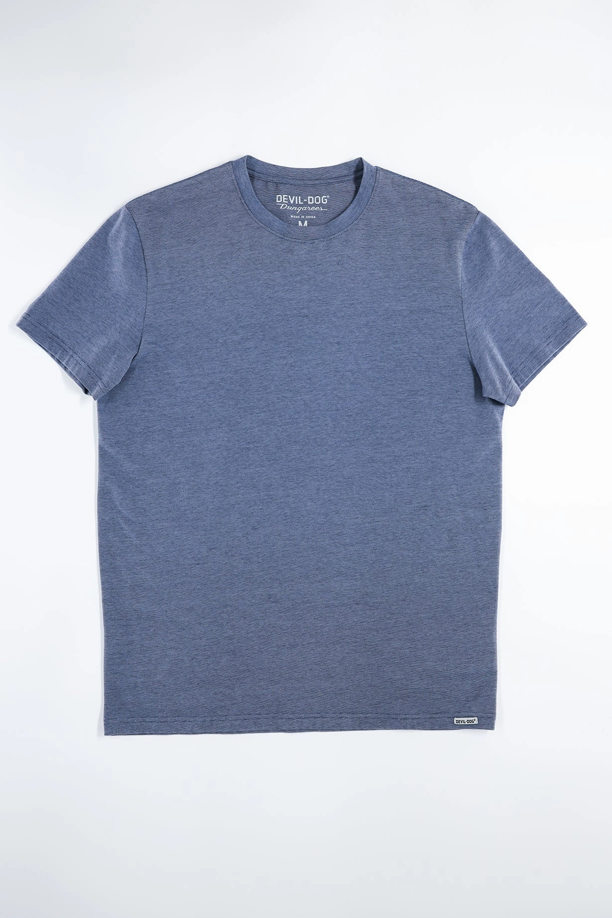 Feeder Stripe Tee - Melange Navy blue RawHemDetail Lightweight Weave Material