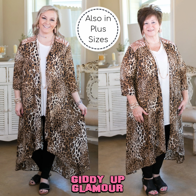 Fiercely You Leopard Print Kimono with Rose Gold Sequin Detail Reflective details SoftLining