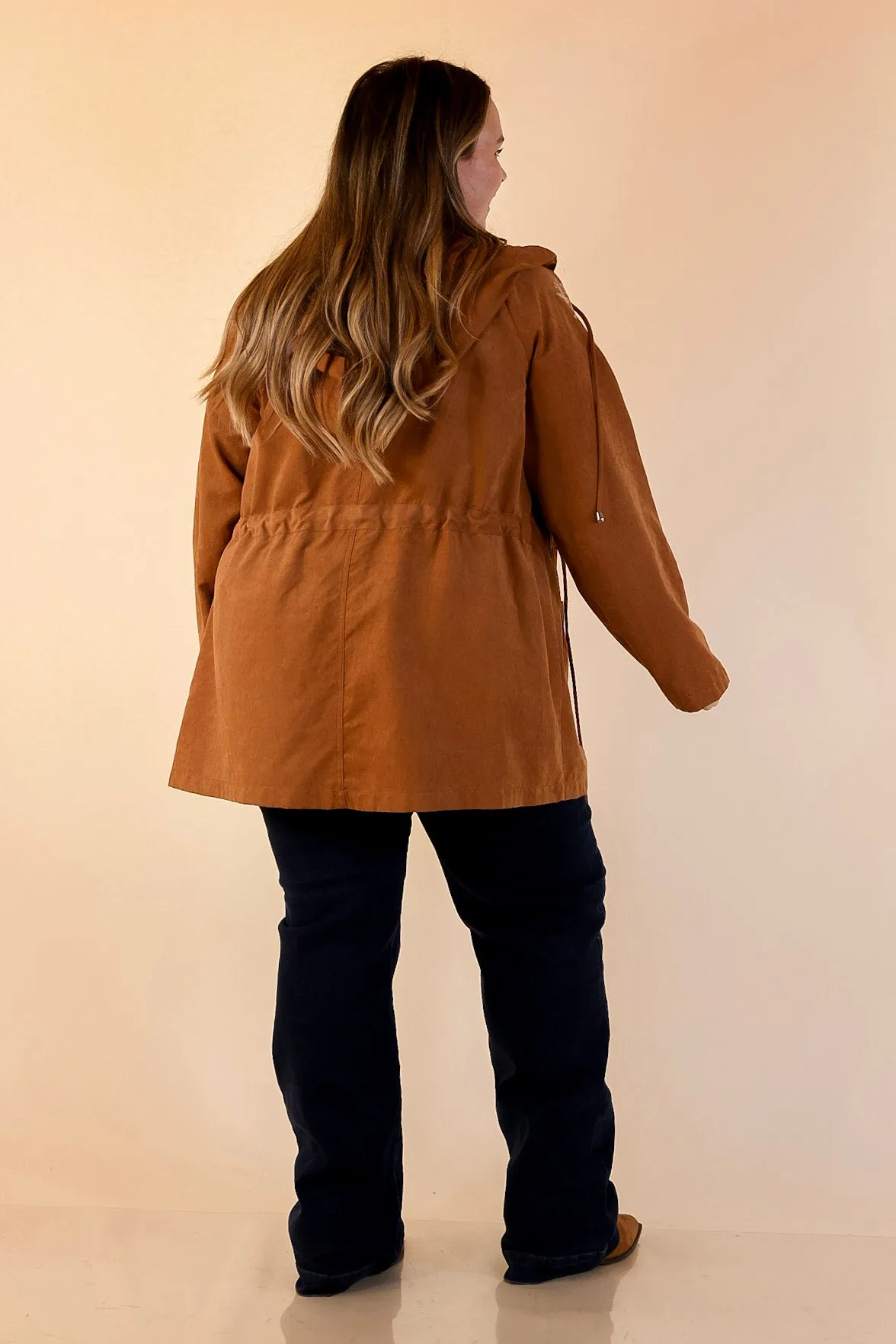 Fill Up Your Cup Embroidered Suede Utility Jacket in Tan Light Wool
