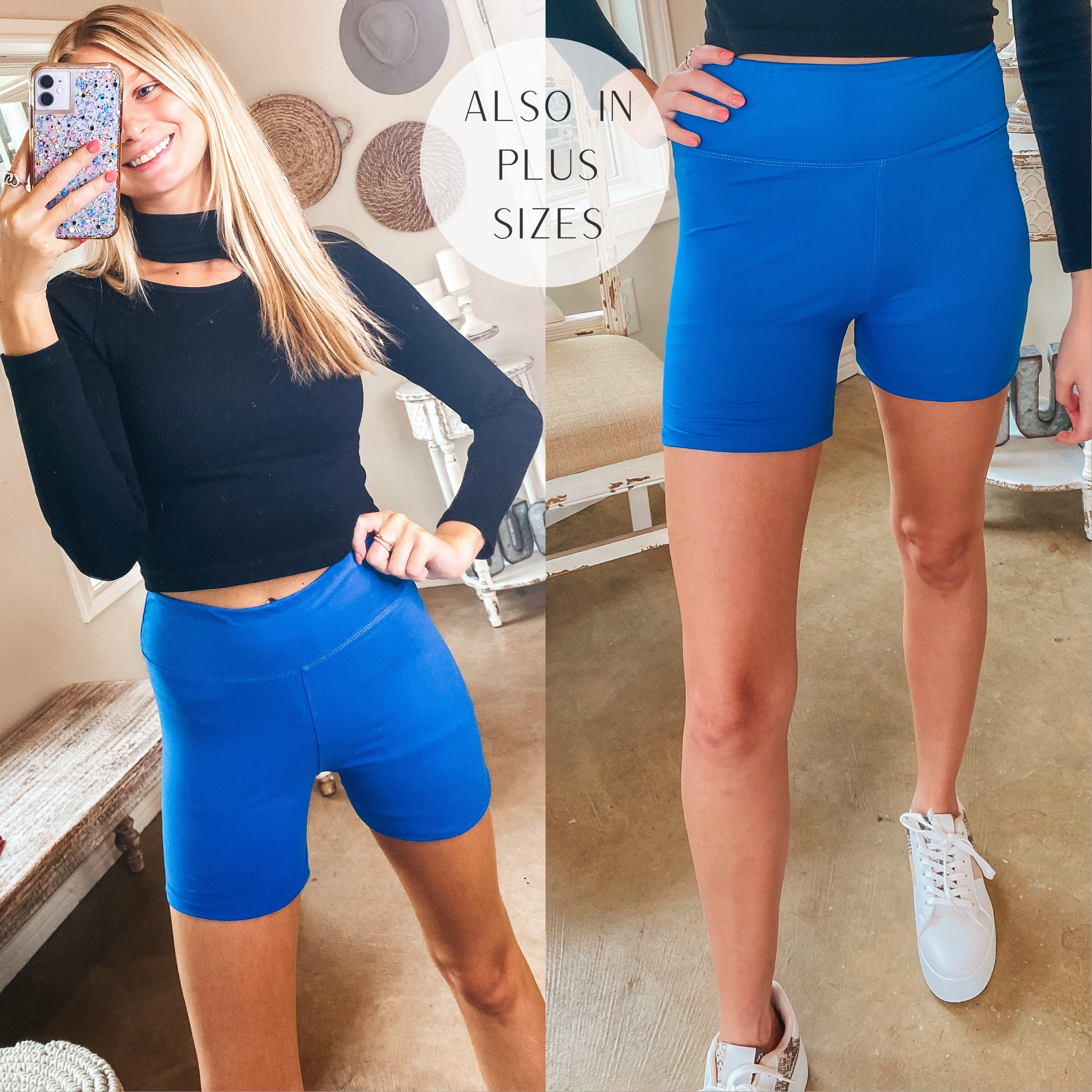 food industry Finish Strong High Waist Biker Shorts in Royal Blue