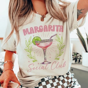 Online Exclusive | Margarita Social Club Graphic Tee in Cream Washable fabric