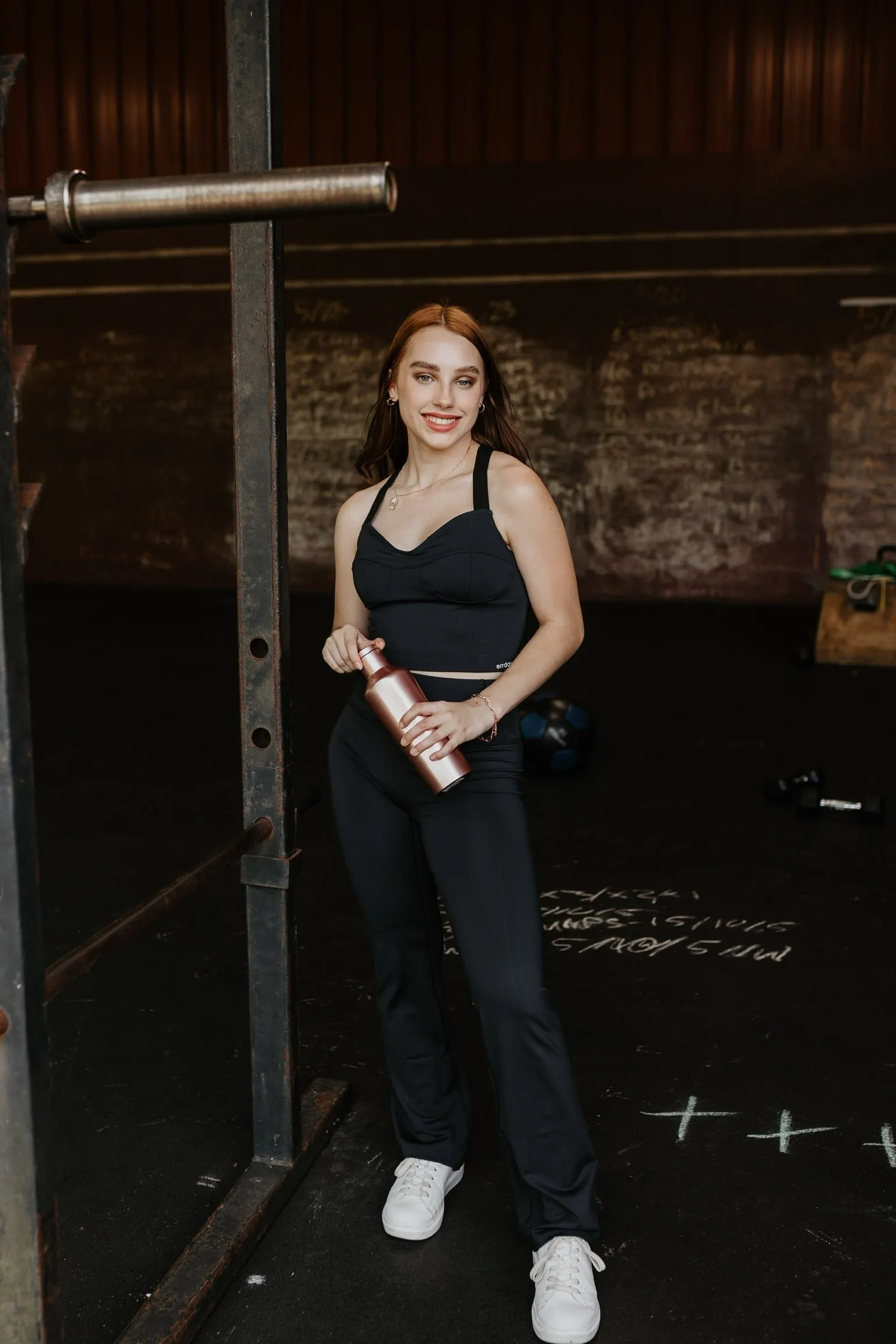 Always RXing Adjustable Strap Tank Top Sports Bra in Black Fade Resistant Finish Compact Weave Fabric