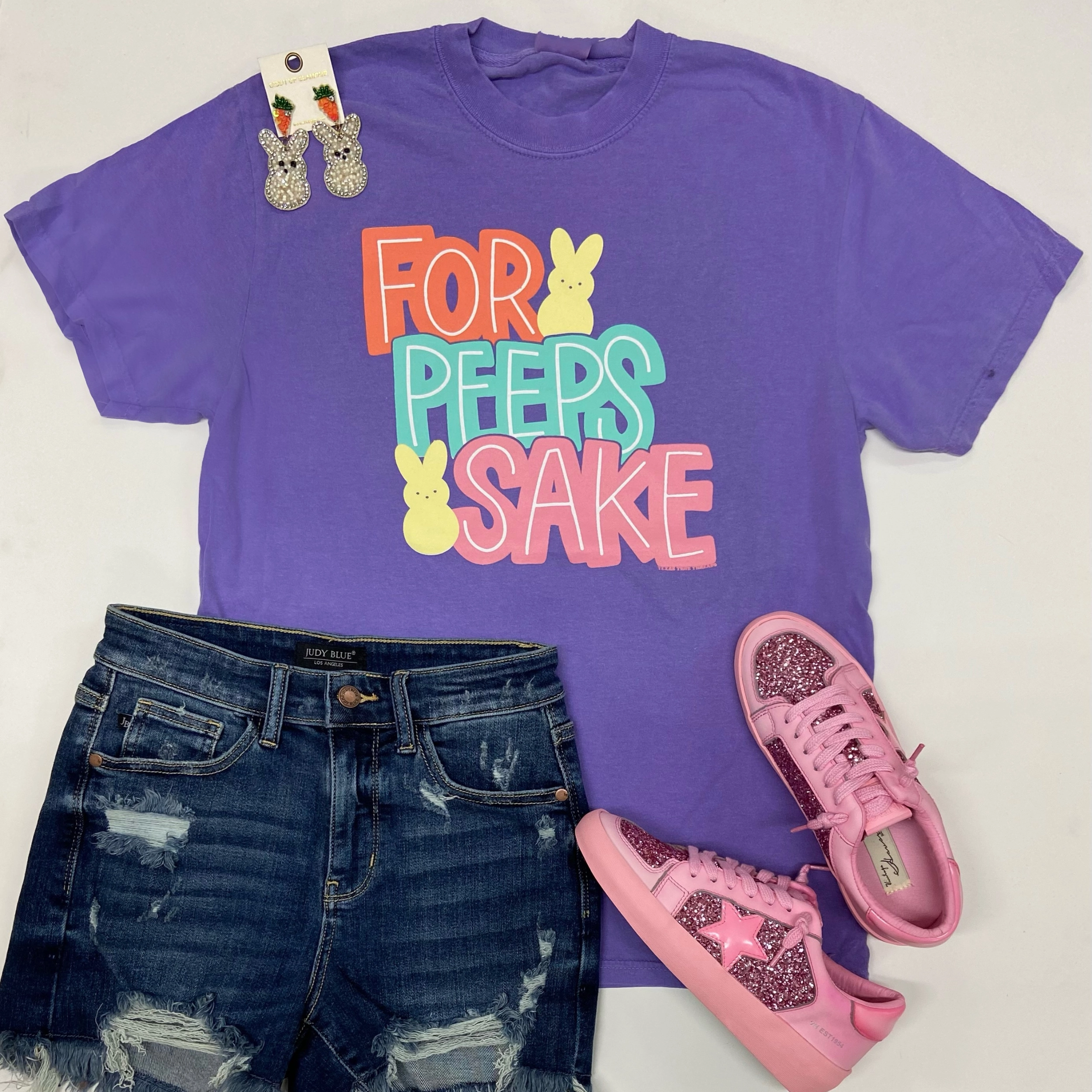 Classic Suit Camera Glow For Peeps Sake Short Sleeve Graphic Tee in Purple
