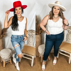 Forever Famous Cropped Sweater Tank Top in Ivory AdjustableCuffSystem