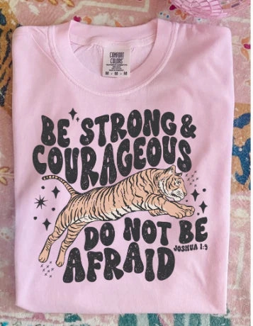Light and Fresh ReinforcedNeckline Online Exclusive | Be Strong Comfort Color Graphic Tee in Blossom Pink