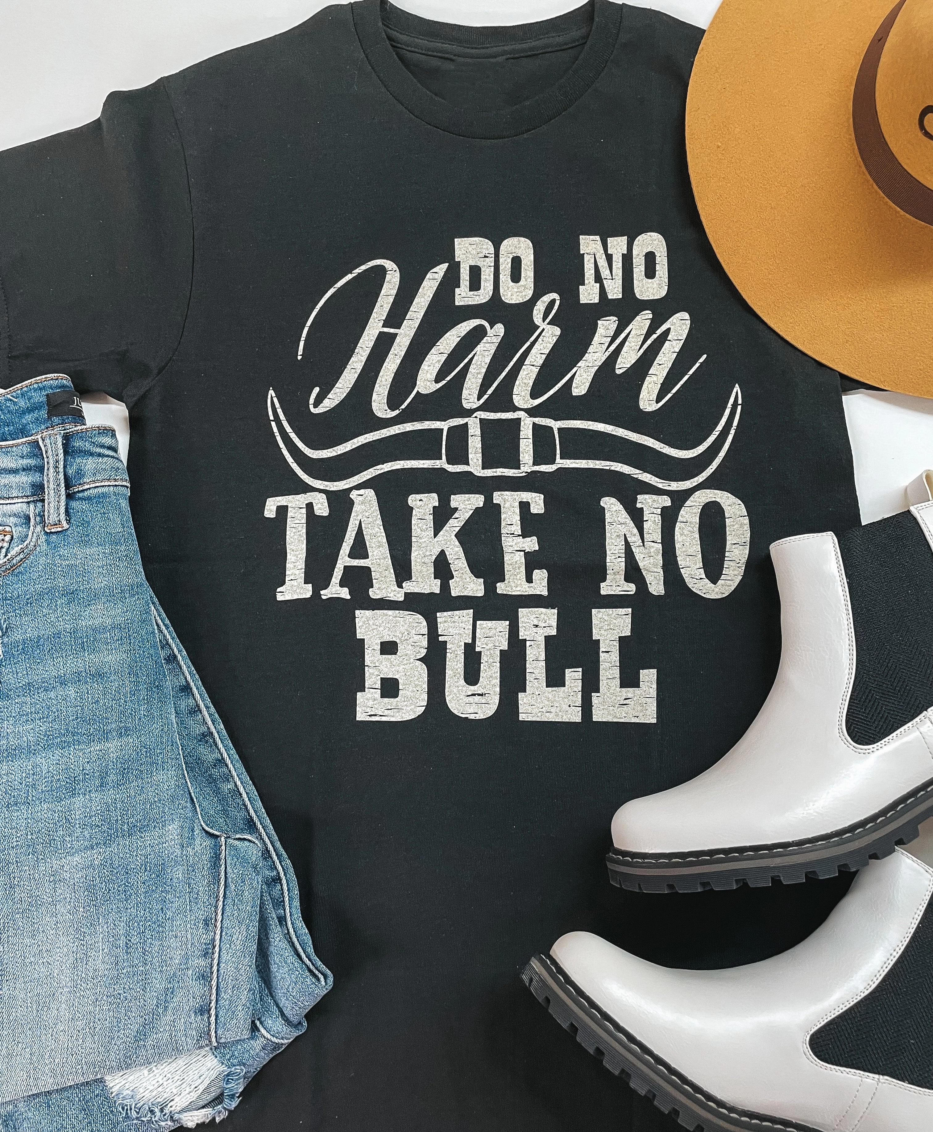 Do No Harm Take No Bull Short Sleeve Graphic Tee in Black Lounge Gear