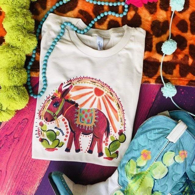 Matte Fit Match Fit Online Exclusive | Desert Sunset Short Sleeve Donkey Graphic Tee in Cream