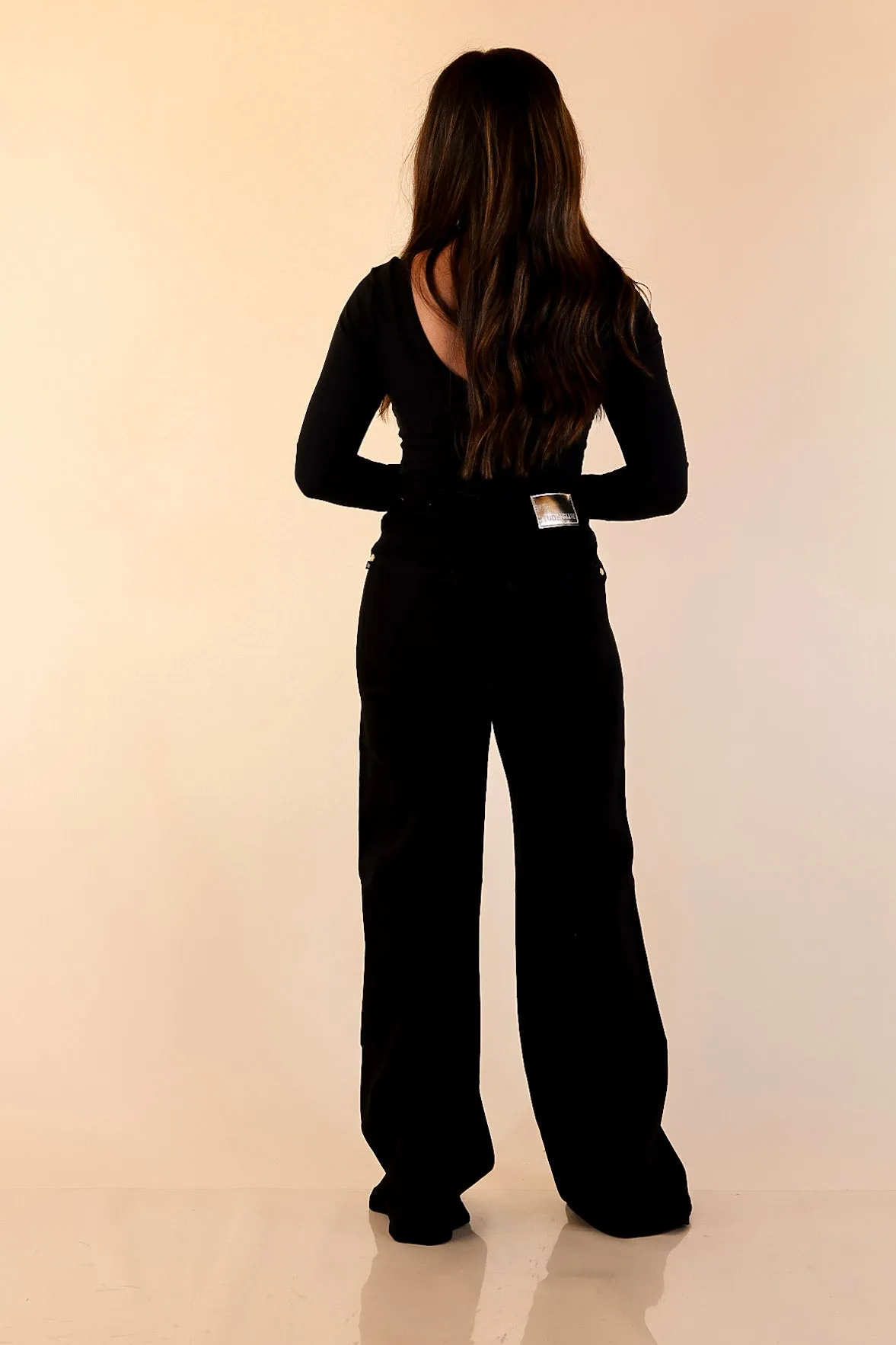 Judy Blue | Polished Perspective Retro Wide Leg Jean in Black Sheer Glow