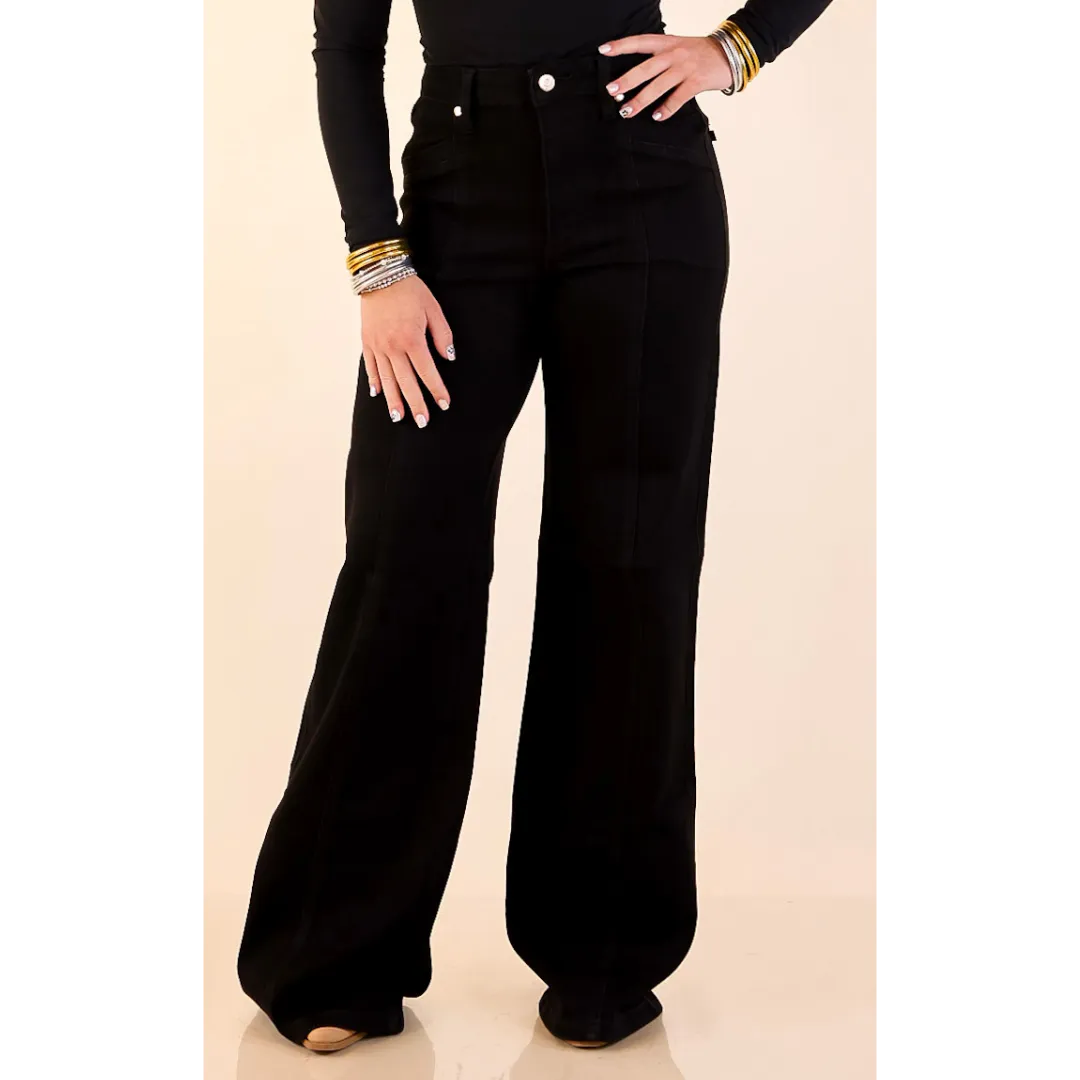 Smooth Line Relaxed Look Judy Blue | Polished Perspective Retro Wide Leg Jean in Black