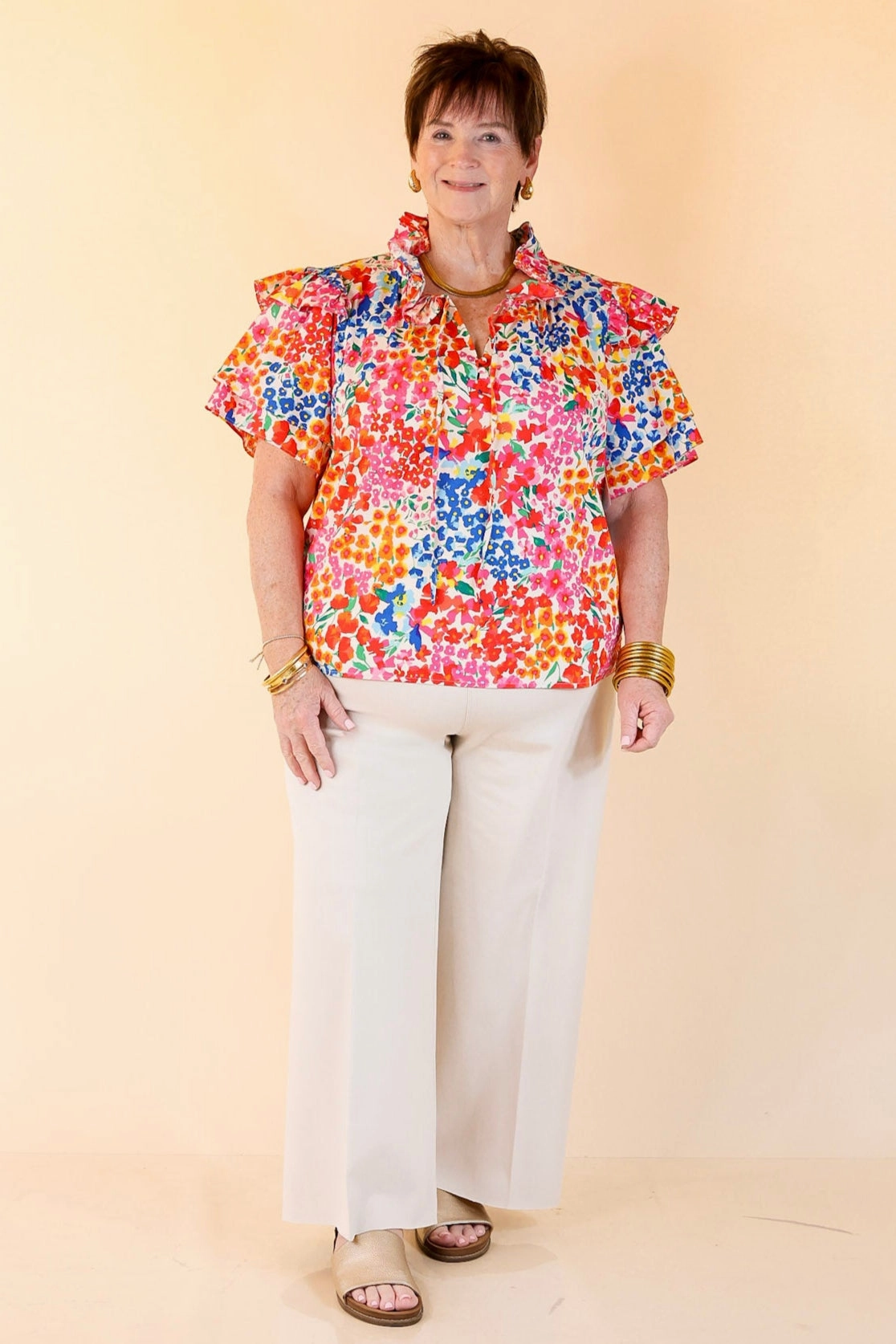 BuddyLove | Shauna Ruffle Shoulder Top in Berry Blue Rooftop Bar All-day Comfort