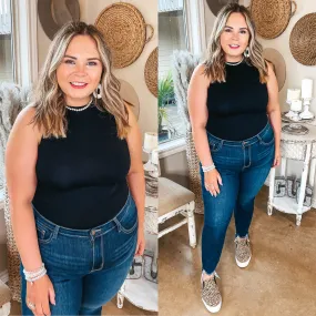 Love and Leisure High Neck Ribbed Tank Top Bodysuit in Black Antibacterial