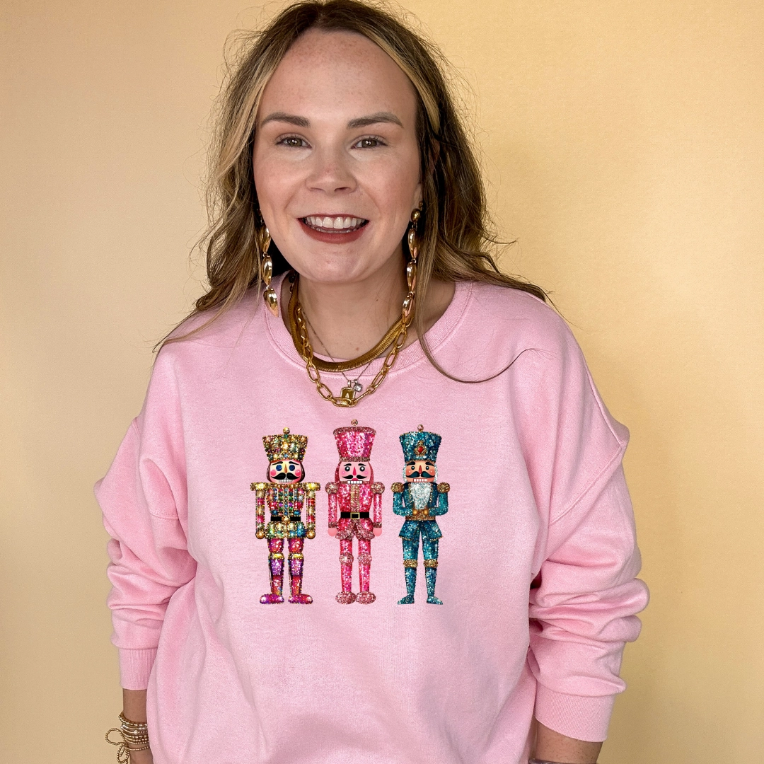 Timeless Look Wear shopping Online Exclusive | Glitter Nutcrackers Graphic Sweatshirt in Multiple Color Options
