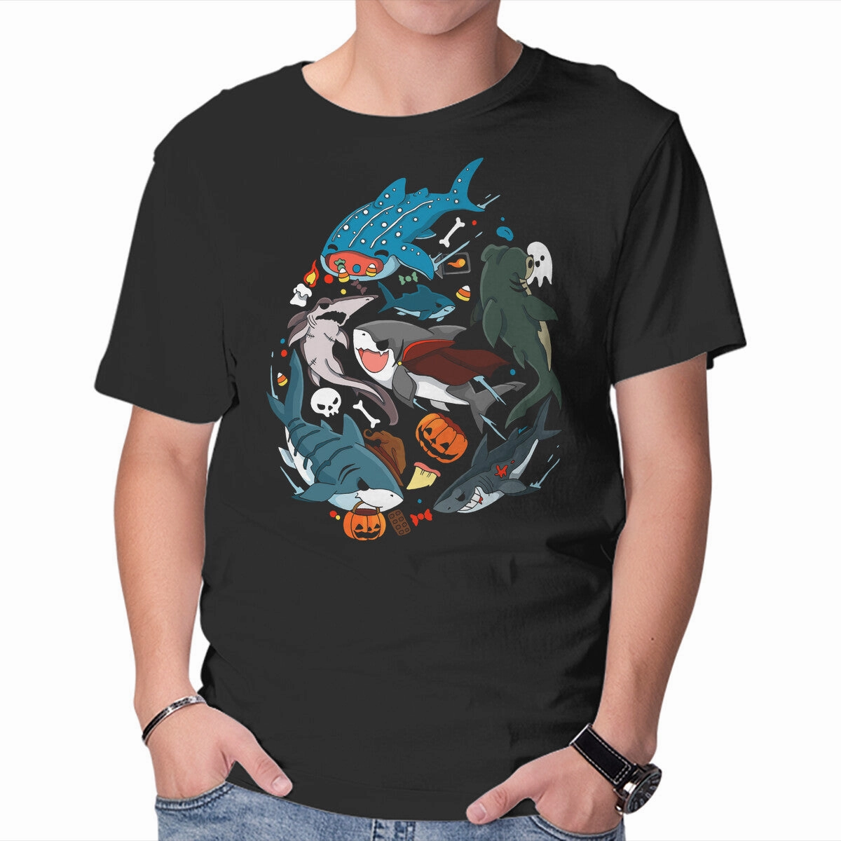 Fresh Outfit Soft Cotton Feel Halloween Sharks