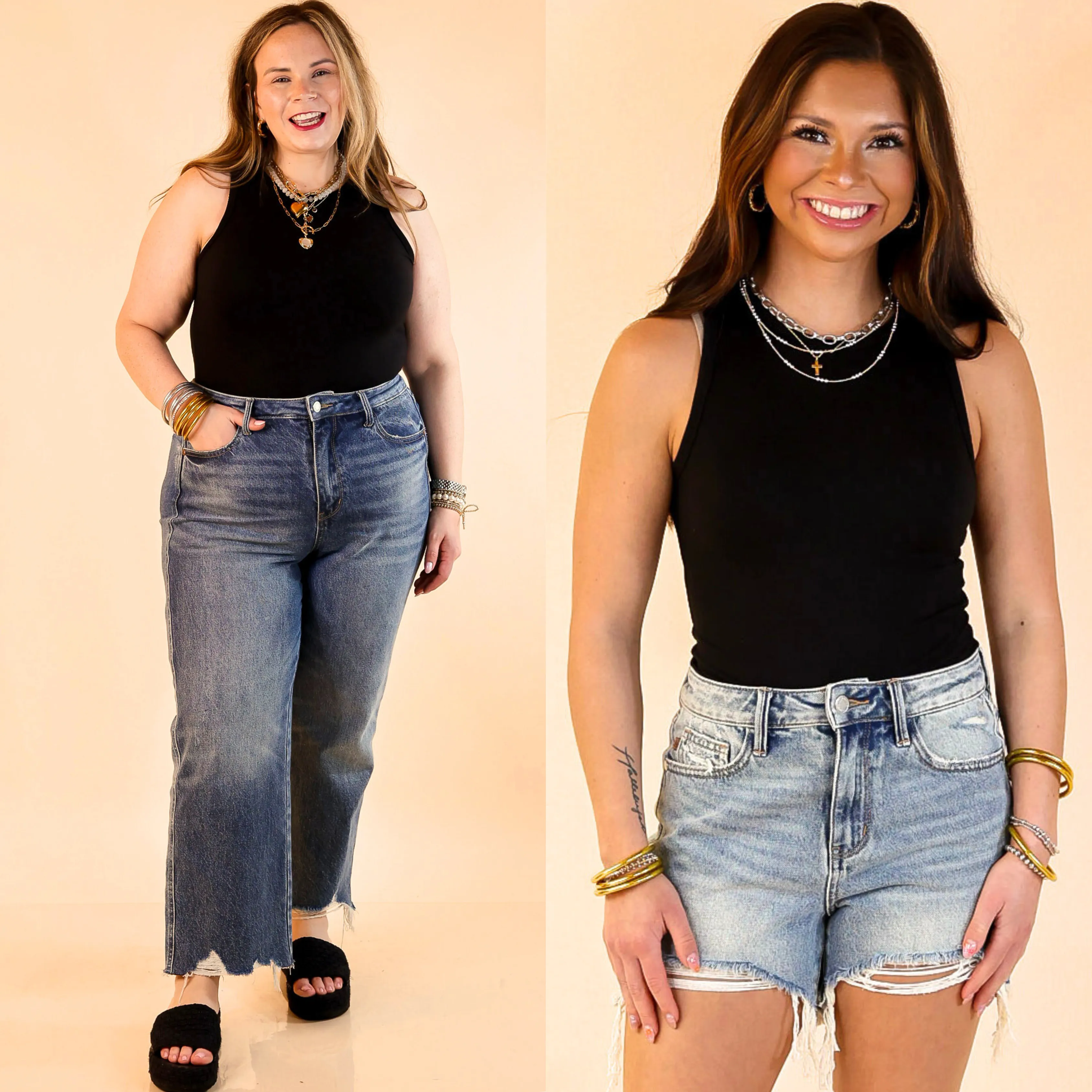 Organic Cotton Fiber MicrofiberTech Sunshine State of Mind Tank Top Bodysuit in Black