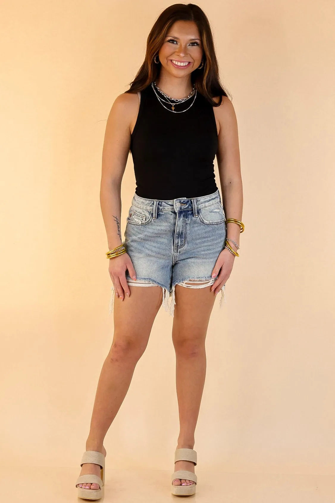 Sunshine State of Mind Tank Top Bodysuit in Black BondedSeamTechnology Quick Release Buttons