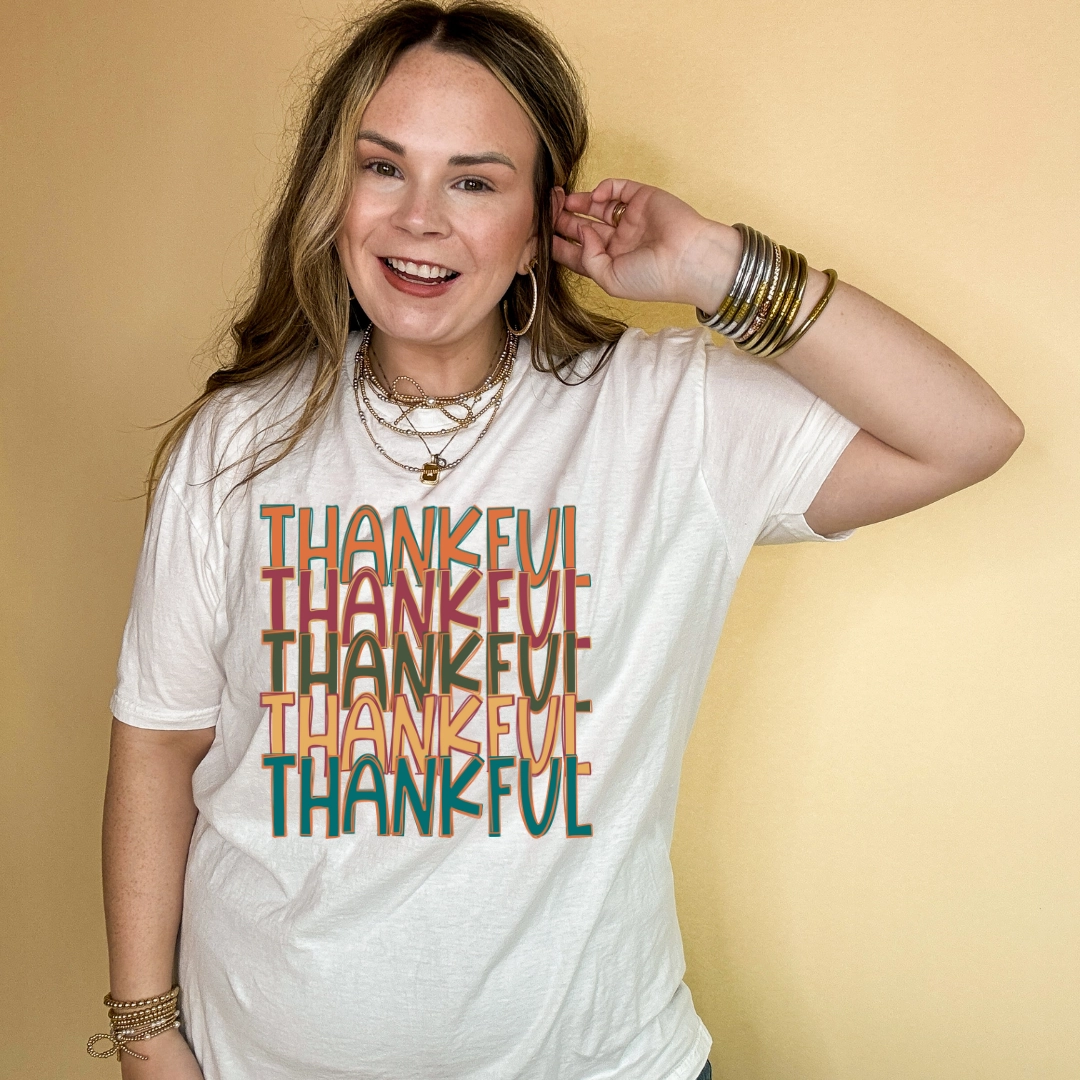 Eco Friendly Production contrast Online Exclusive | Thankful Thankful Thankful Graphic Tee in Multiple Color Options