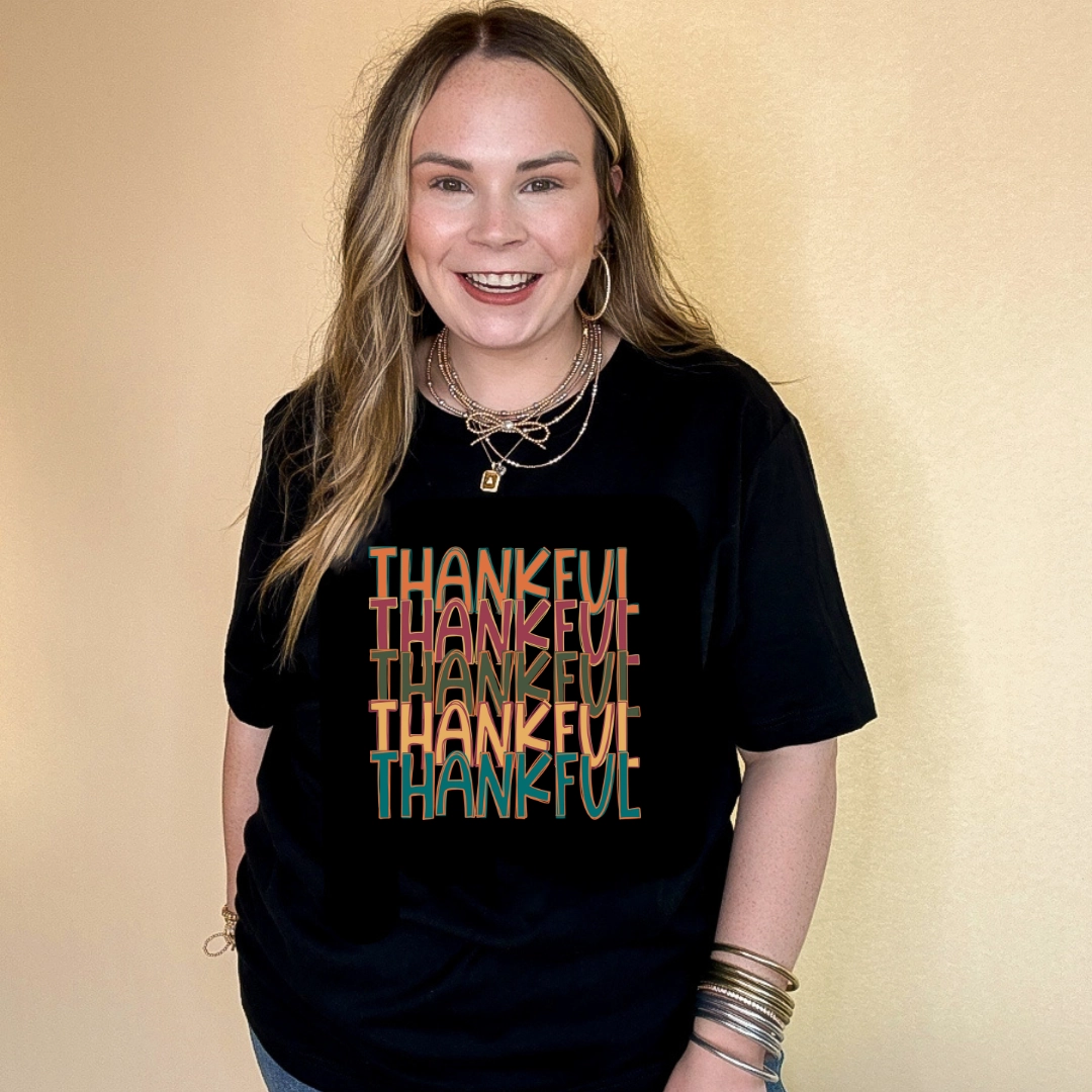 Online Exclusive | Thankful Thankful Thankful Graphic Tee in Multiple Color Options Stretchable Knit