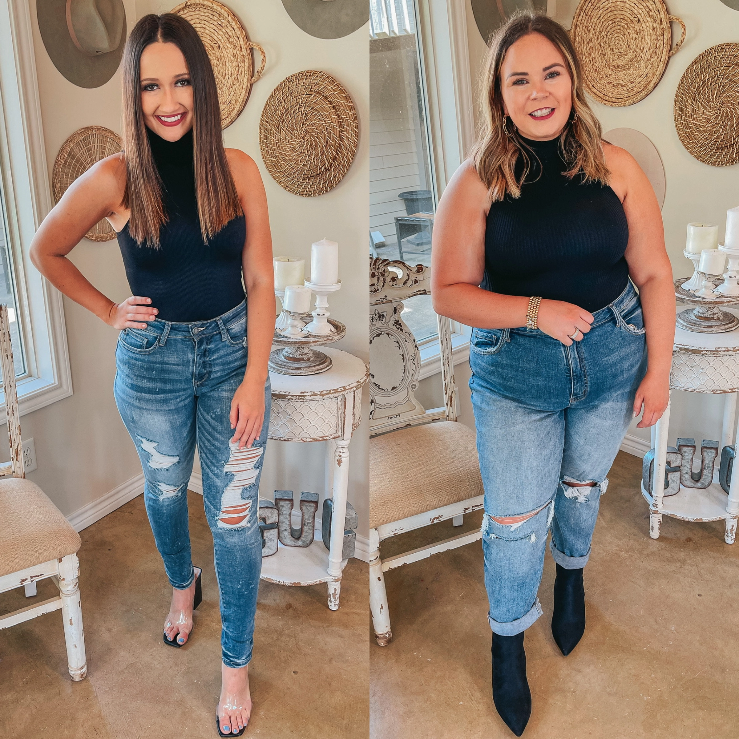 Heart Glow yoga mode Home for the Weekend High Neck Ribbed Tank Top in Black