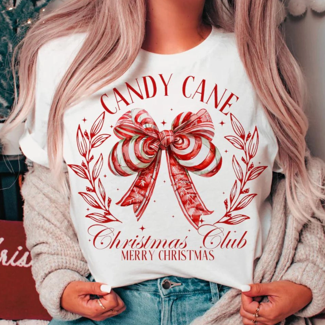 Durable Style Online Exclusive | Candy Cane Christmas Club Graphic Tee in White