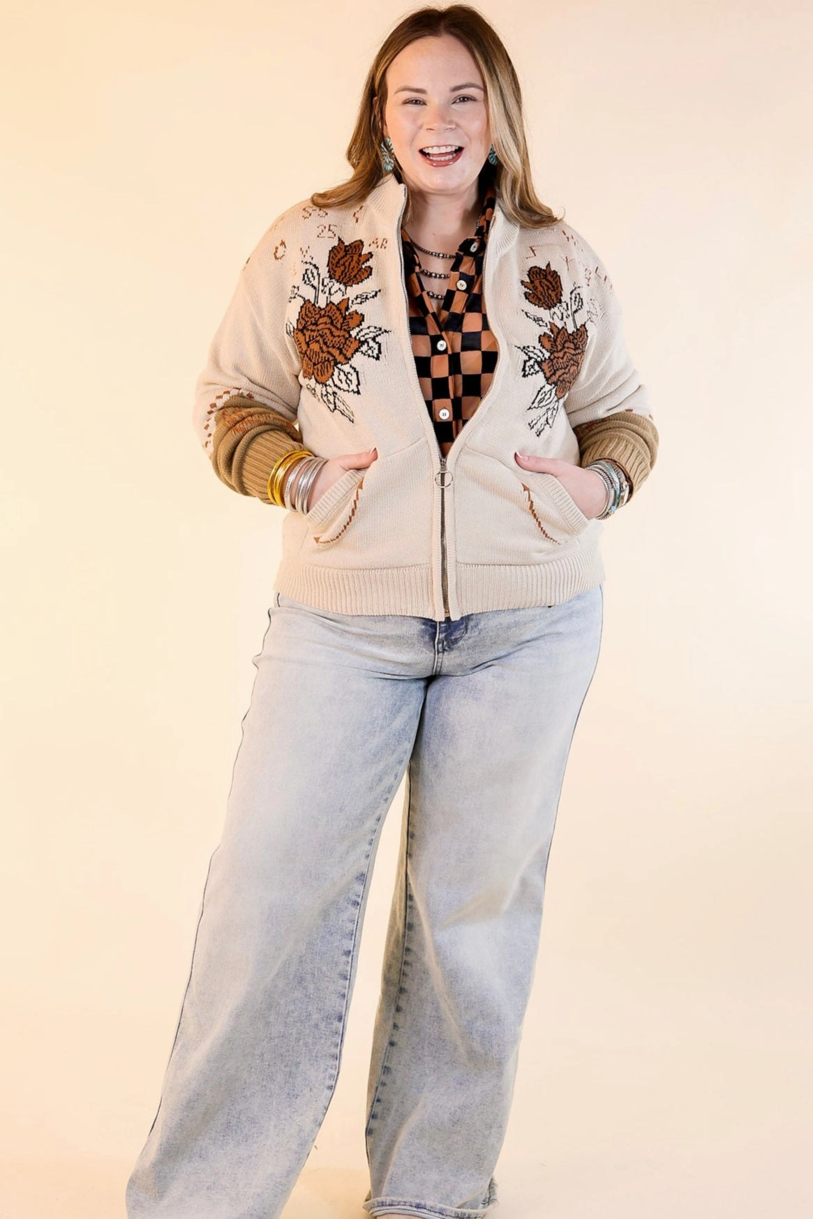 Rodeo Quincy | Jenkins Zip Up Jacket with Pockets in Tan Heat Retention Layer Chill Look