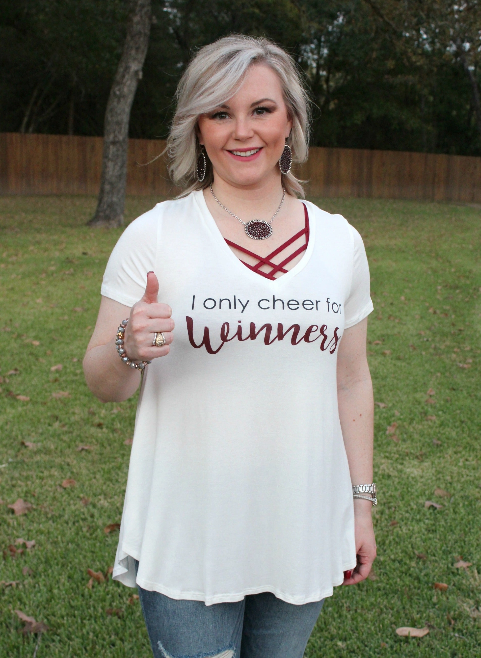 I Only Cheer For Winners V Neck Tee UVProtectionFinish Breathable Lining