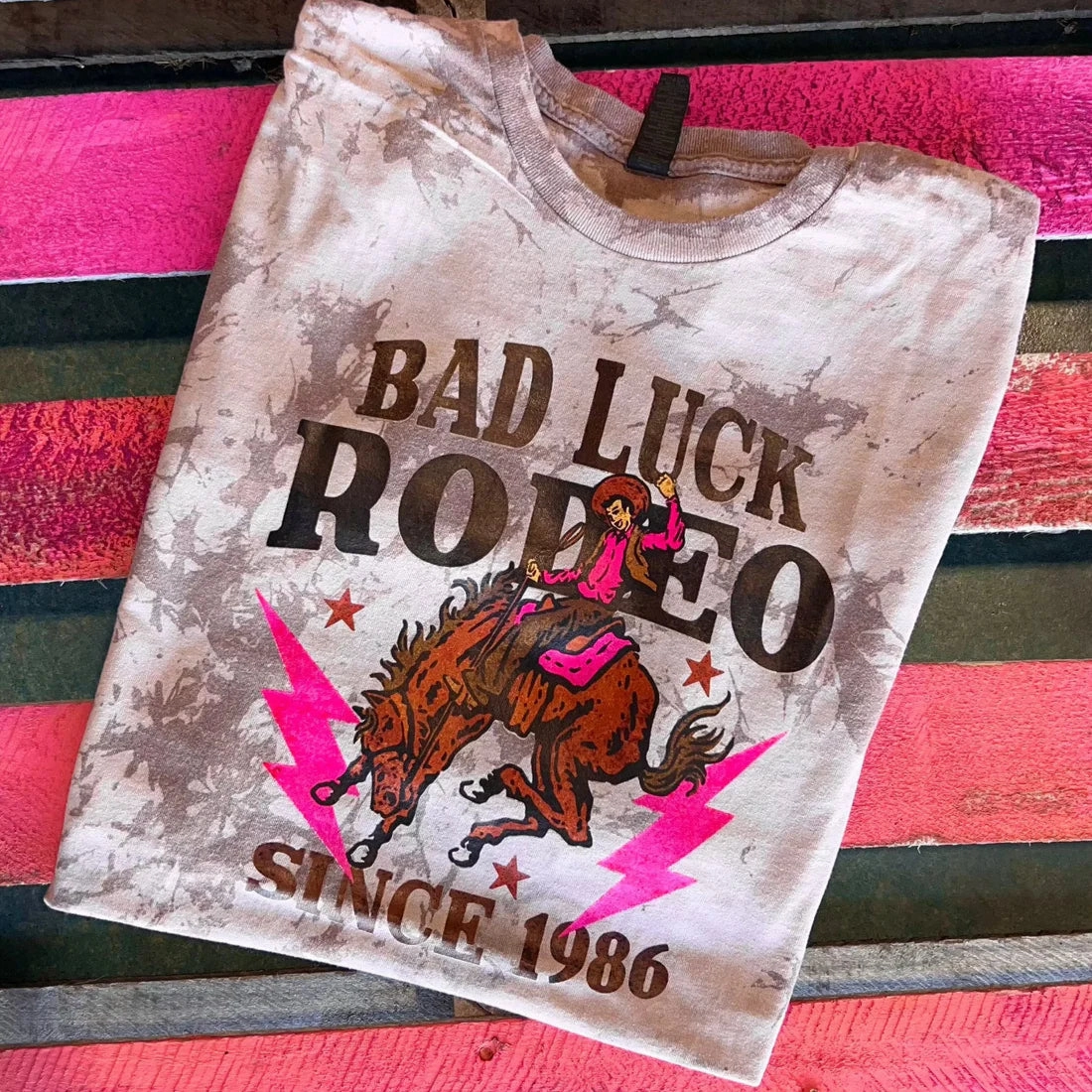 Online Exclusive | Bad Luck Rodeo Graphic Tee in Tie Dye Breathable Style