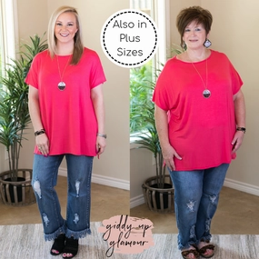 Loose Thread Last Chance Size Small | Everyday Basics Drop Sleeve Solid Piko Top in Coral