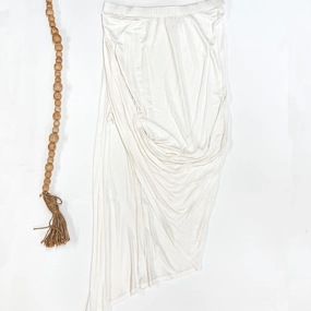 Stream Fit Ivory Draped Asymmetrical Skirt