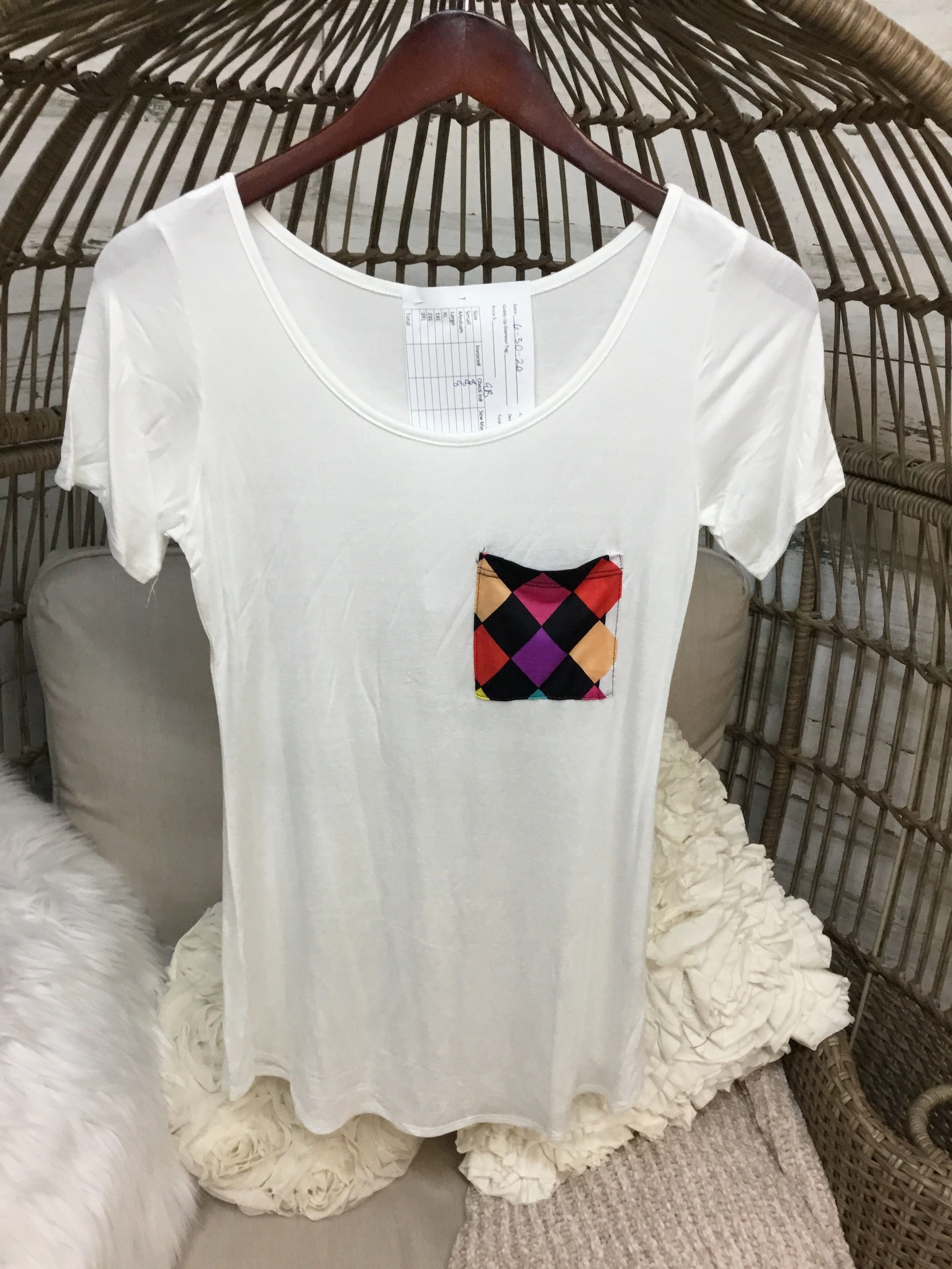 Ivory Top with Pocket In Multi french chic Warm Coat