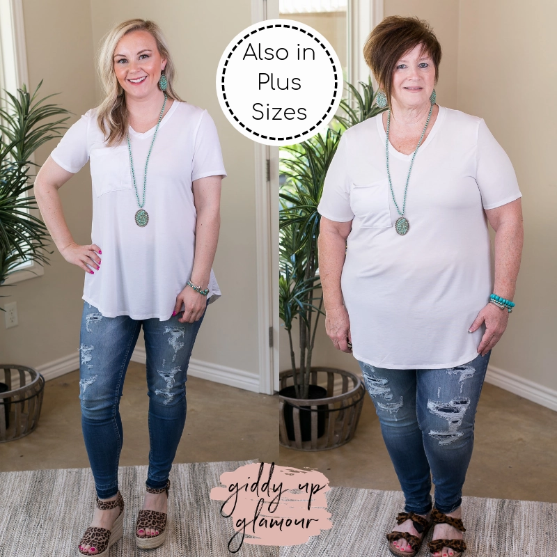 Just Right Short Sleeve Pocket Tee in White Spark Glow ZeroWasteProduction