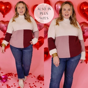 Just Warming Up Color Block Knit Pullover Sweater in Maroon and Mauve Day Glow QuickPackable Design