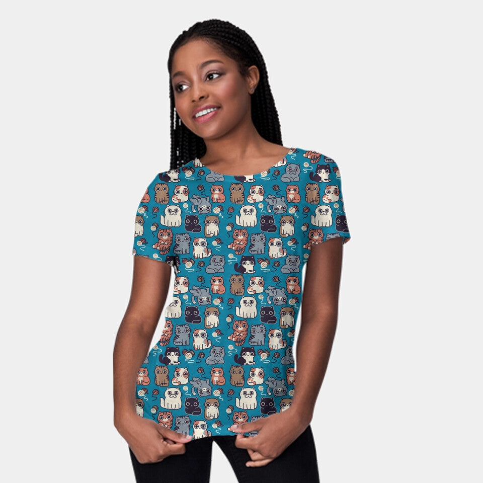 Kawaii Cat Family V neck Quick Fit Design