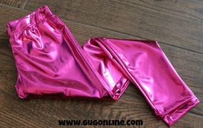 Street Edge Kids Shiny and Bright Leggings in Metallic Pink