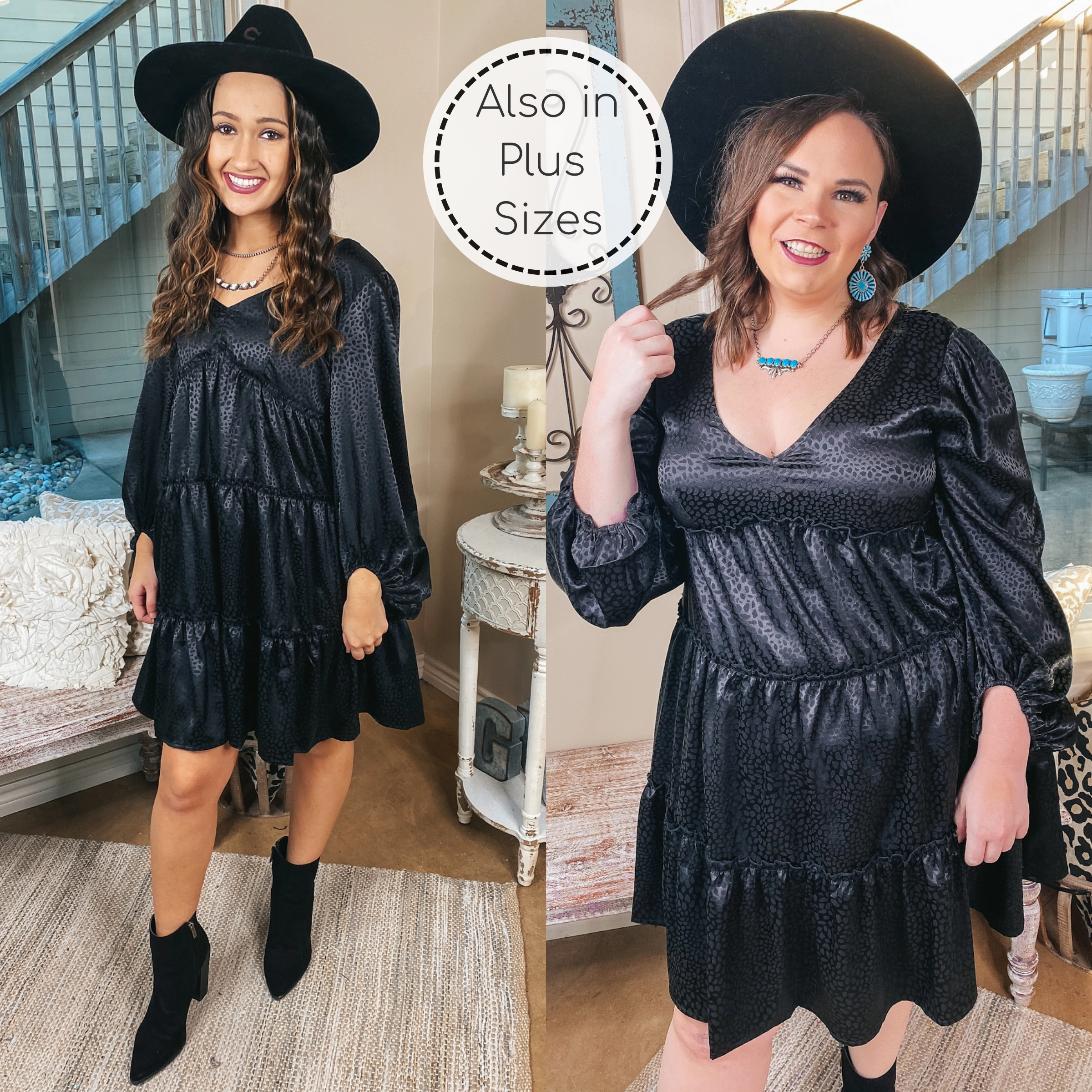 Sporty Style FadeResistant Color Last Chance | Midnight Shine Dotted Ruffle Tiered Satin Dress with Back Tie in Black