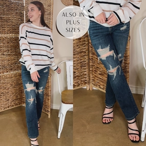 Last Chance Size 0 | Judy Blue | Heart Fill Cropped Straight Leg Jeans in Dark Wash DurableStitching OrganicCotton