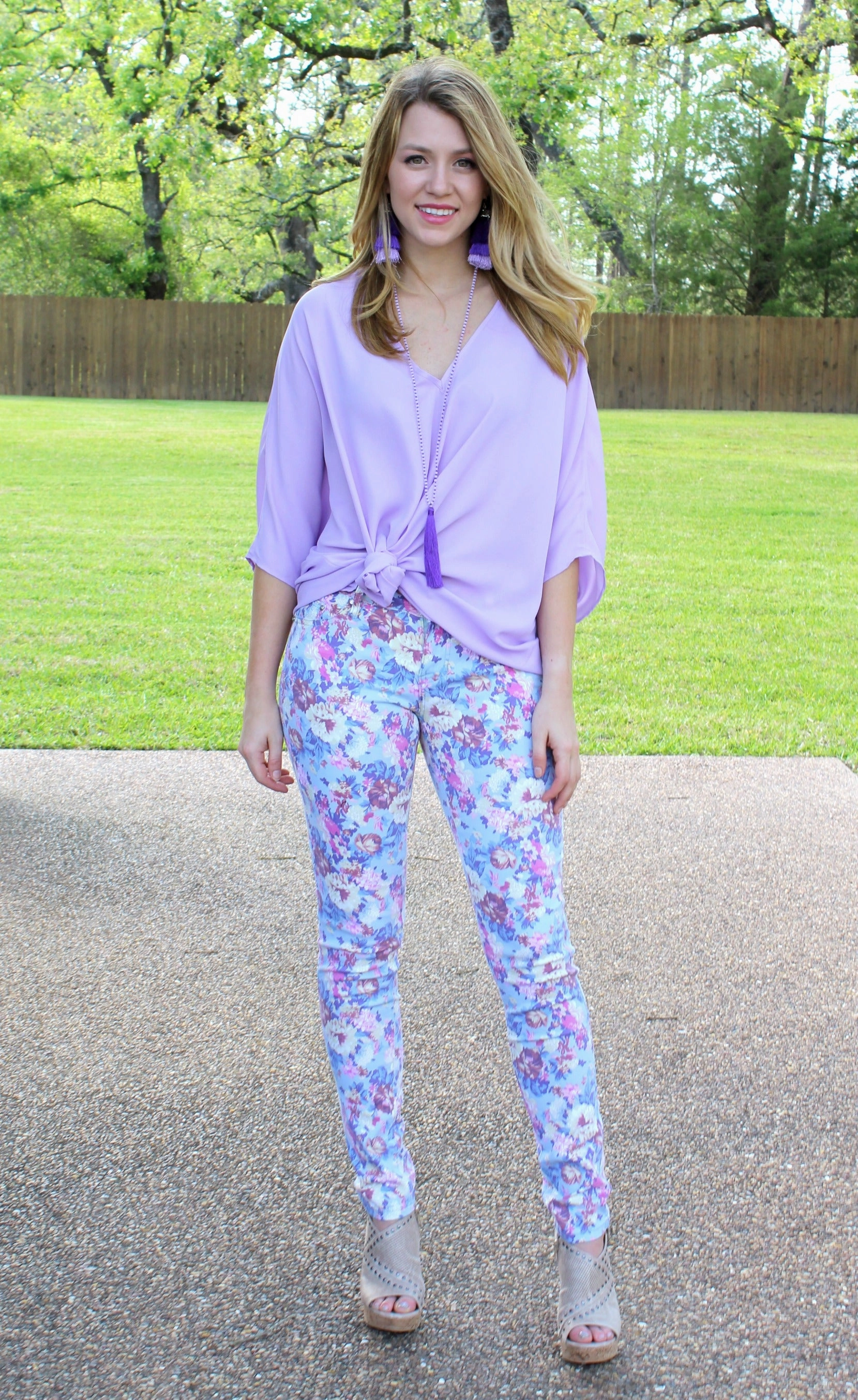 Last Chance Size 1 & 3 | In Full Bloom Floral Printed Pants in Lavender Stylish Fashion
