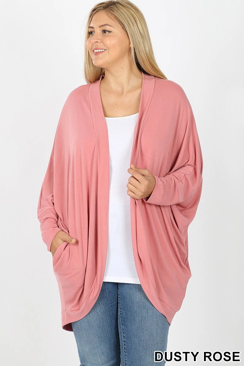 Last Chance Size 1XL & 2XL | 3/4 SLEEVE COCOON WRAP CARDIGAN in DUSTY ROSE Summer Skirt