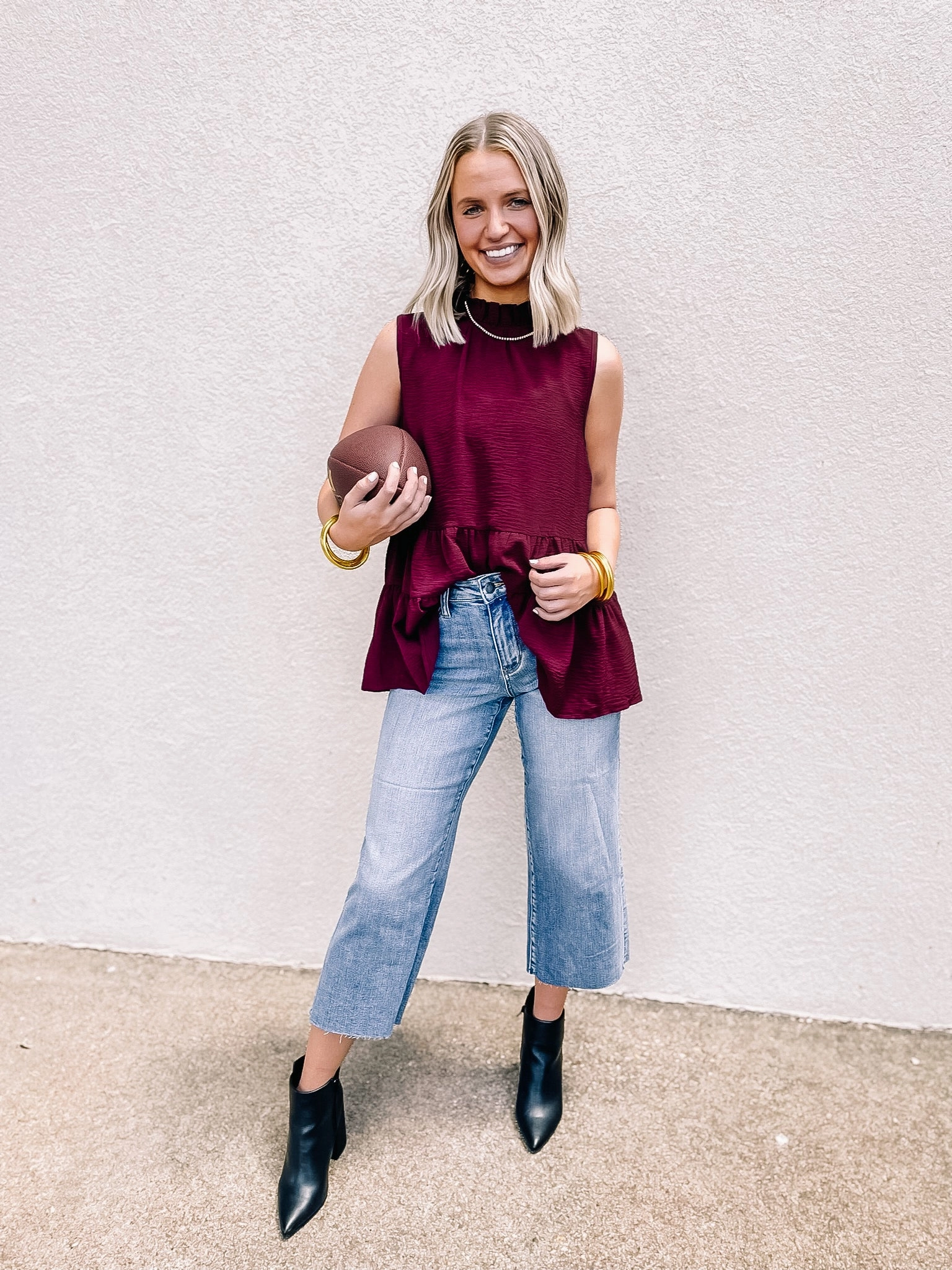 Last Chance Size Medium | Days In the Sun High Neck Tiered Tank Top in Maroon NonChafe