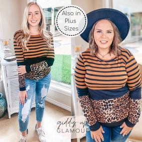 Last Chance Size Medium | In Your Future Long Sleeve Print Block Top in Rust Red Party Ready LowMaintenanceMaterial