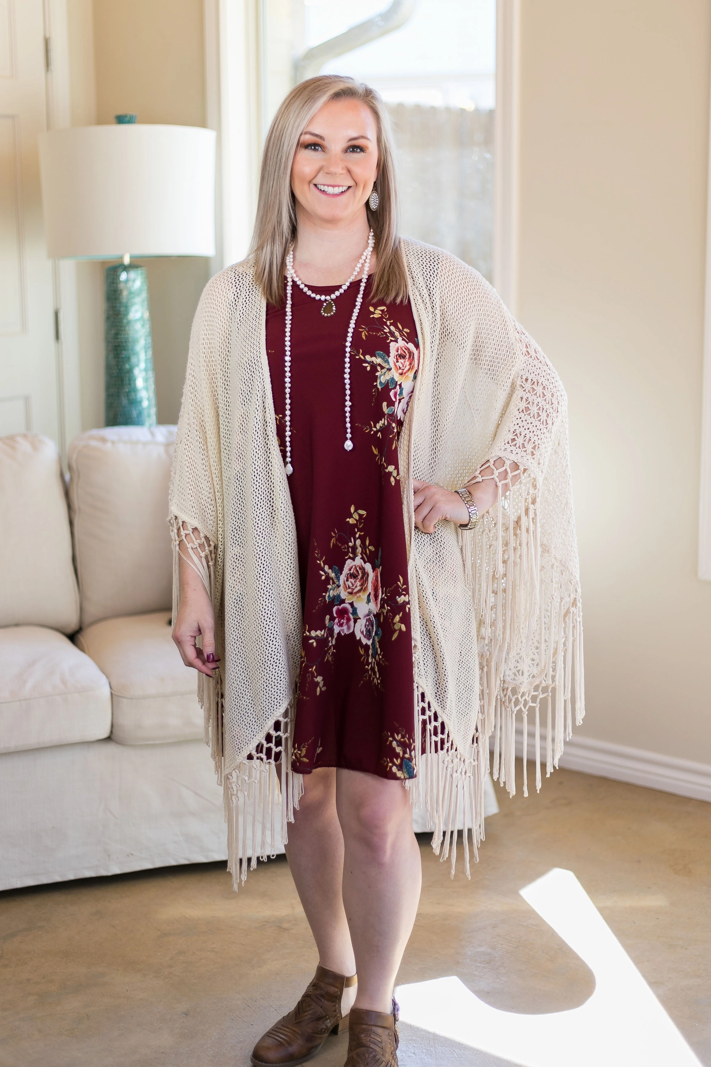 Last Chance Size S/M | What I'm About Floral A Line Dress in Maroon Sporty Gear