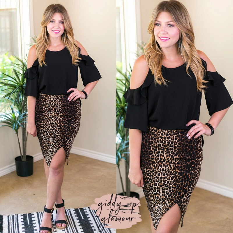 AbrasionFreeZone Beauty Glow Last Chance Size Small | Bold Attitude Wrap Around Bandage Pencil Skirt in Leopard