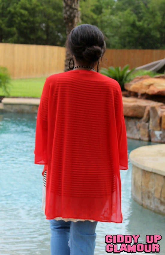 Office Glam Last Chance Size Small | Change Your Mind Sheer Kimono in Red