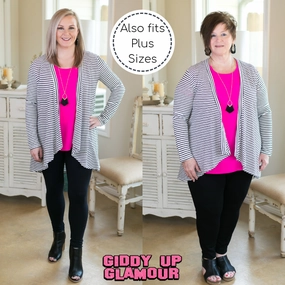 AntiPilling Fabric UVProtection Coating Last Chance Size Small | Chic Solution Striped Cardigan in Black