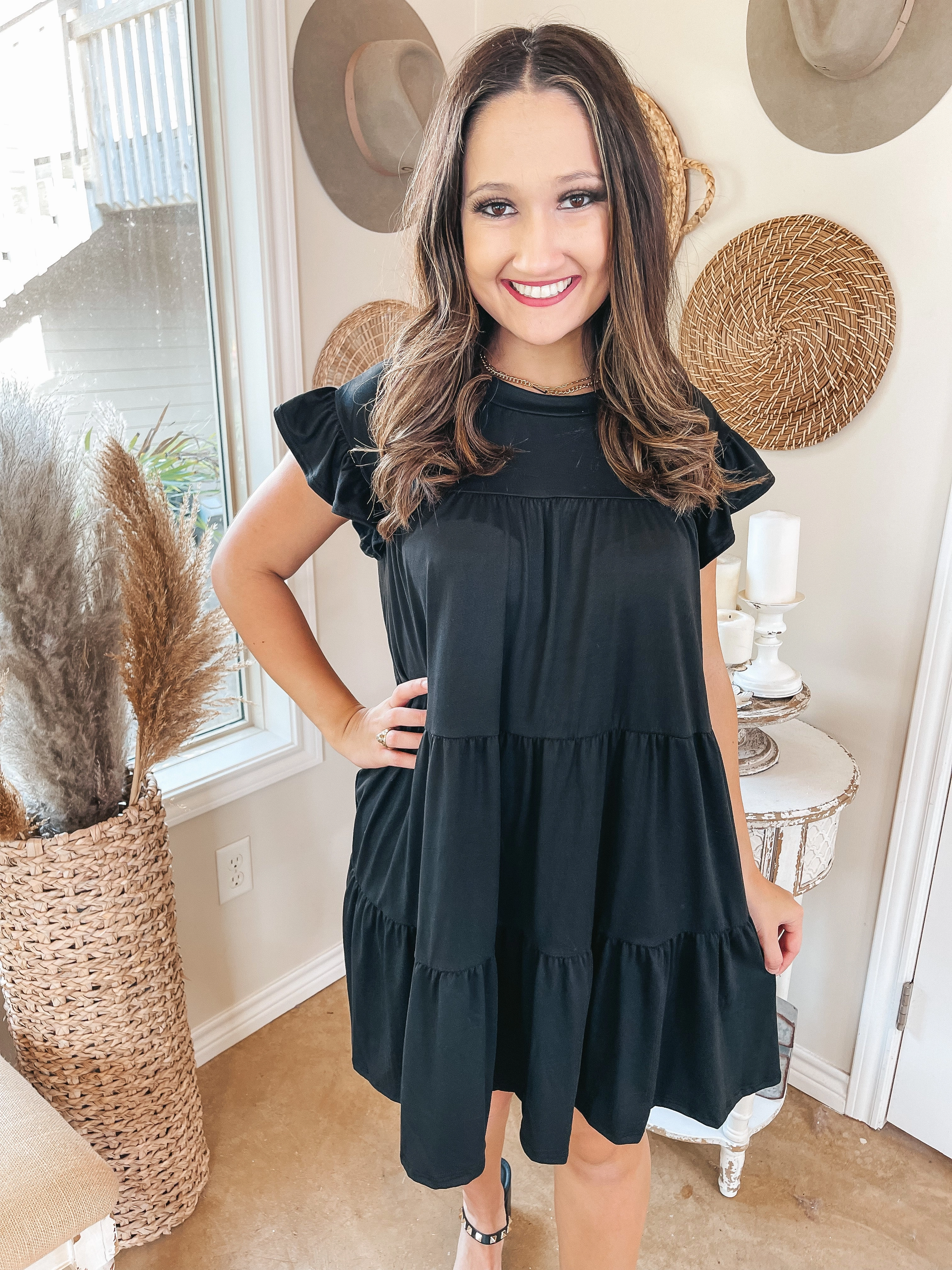 Surf Mood Last Chance Size Small | Instant Attraction Solid Ruffle Tiered Dress in Black